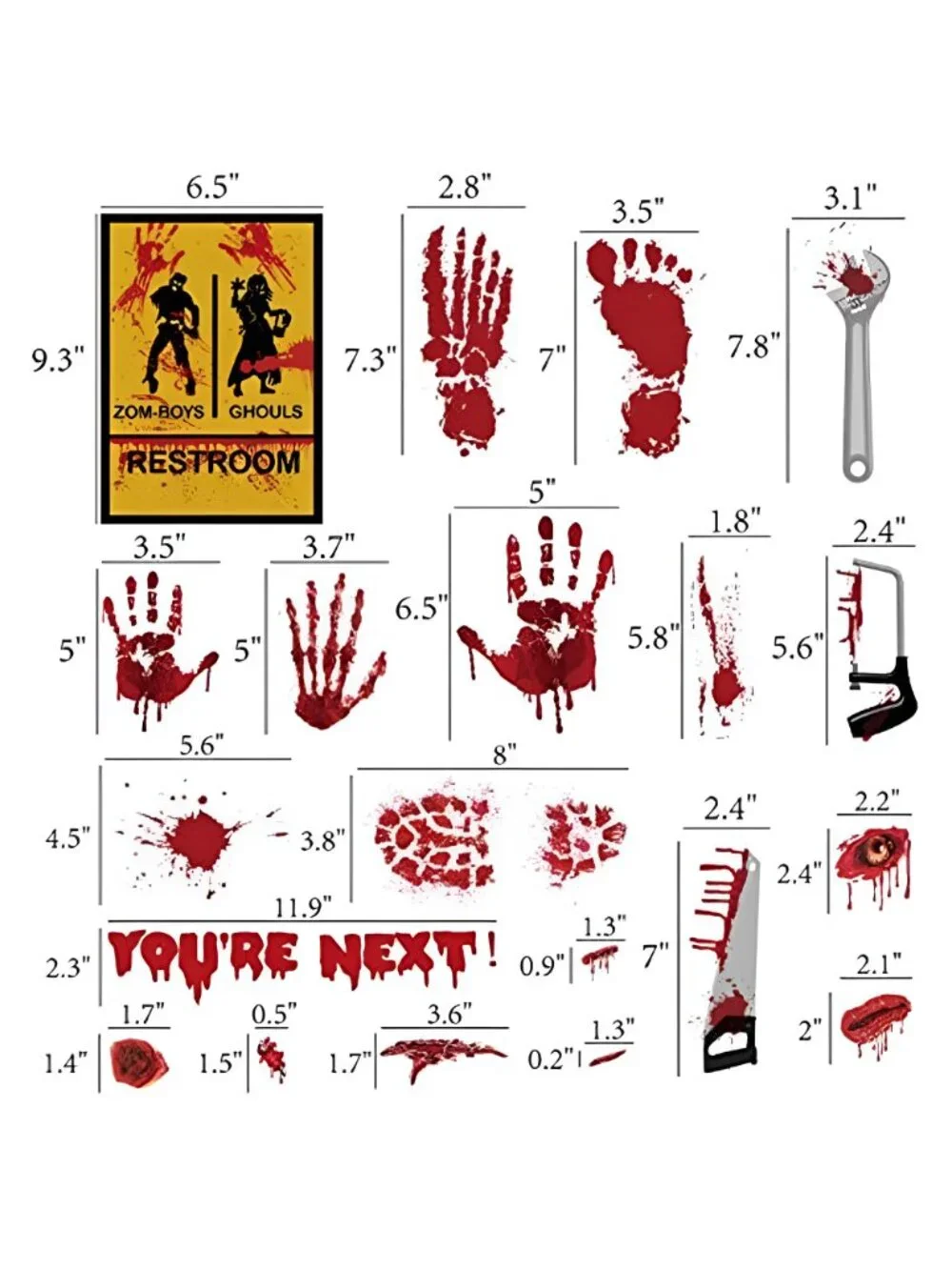 173PCS Halloween Bloody Footprints Floor Clings Plus Tattoos